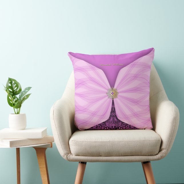 Personalisierte Orchideenrosa Textil-Illusion Kissen (Stuhl )