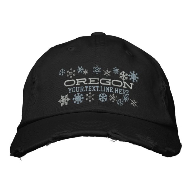 Personalisierte Oregon Winterschneeflocken Bestickte Baseballkappe (Vorderseite)