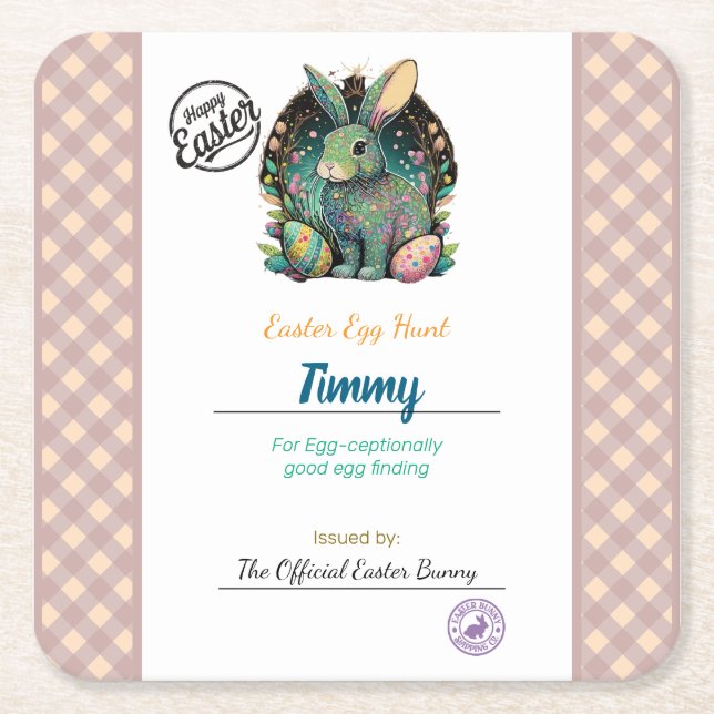 Personalisierte Osterei-Kellerei für Kinder Rechteckiger Pappuntersetzer (Vorderseite)