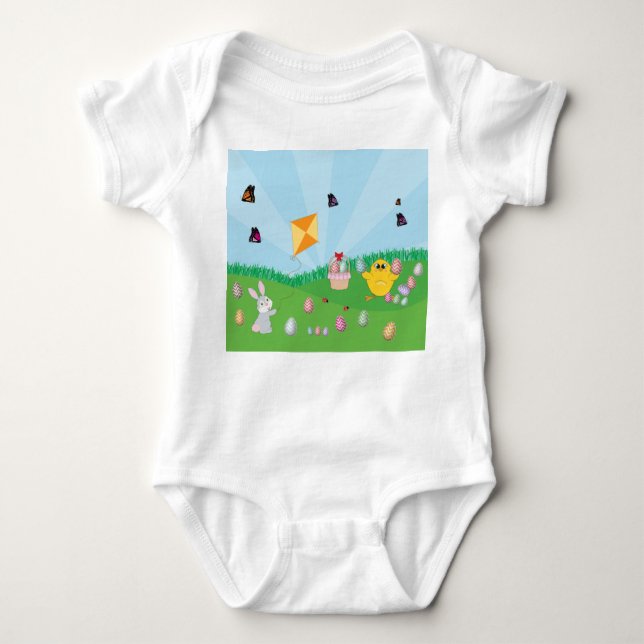 Personalisierte Ostereier Hundeschlitten Bunny Chi Baby Strampler (Vorderseite)