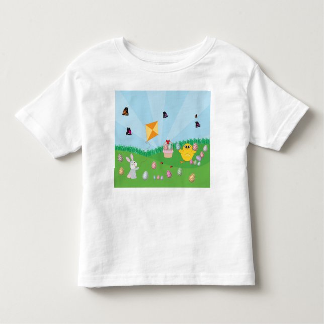Personalisierte Ostereier Hundeschlitten Bunny Chi Kleinkind T-shirt (Vorderseite)
