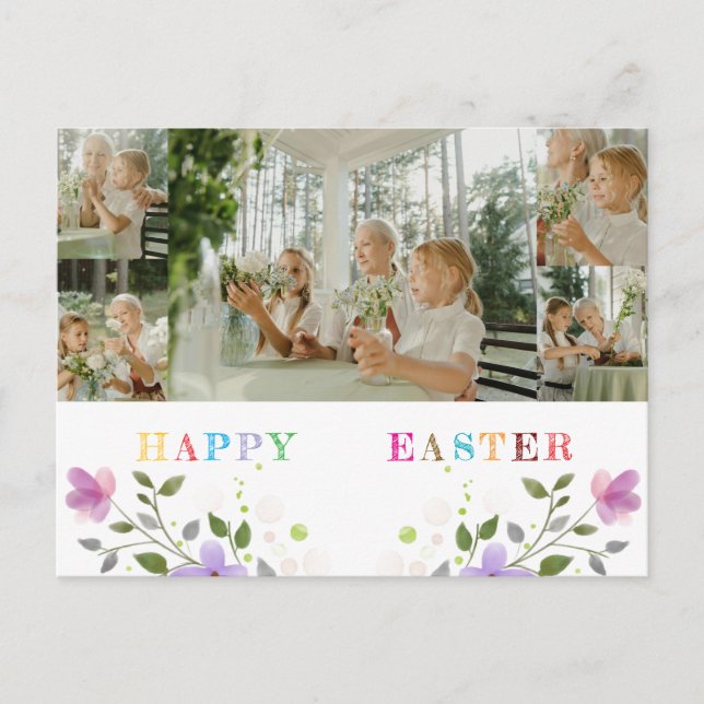 Personalisierte Osterfoto-Collage Postkarte - Cust (Vorderseite)