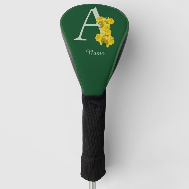 Personalisierte Osterglocken-Monogramm-Initiale A Golf Headcover (Vorderseite)