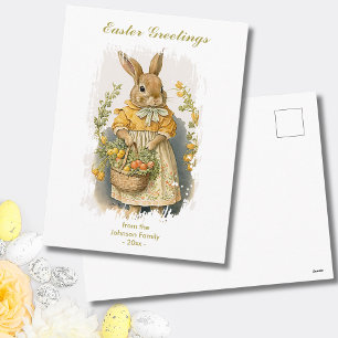 Personalisierte Ostergrüße Süßer Vintage-Hase Feiertagspostkarte