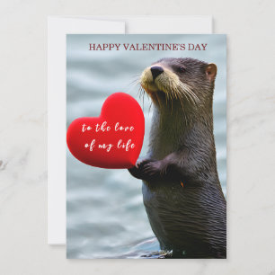 Personalisierte Otter Red Heart Valentine's Day Ca Feiertagskarte