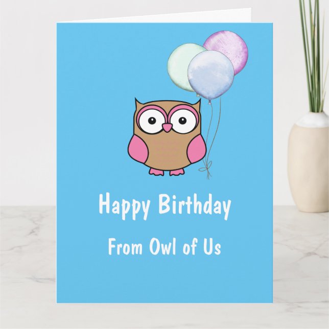 Personalisierte Owl Birthday Card der Gruppe Karte (Vorderseite)