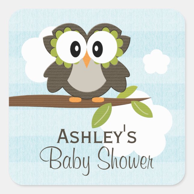 Personalisierte Owl Gastgeschenk Stickers Blau (Vorderseite)