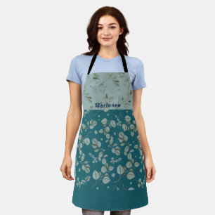 Personalisierte Ozean-Blau-Grün-Blumen Schürze