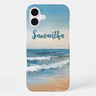 Personalisierte Ozean-Strand-Vakanzszene iPhone 16 Plus Hülle
