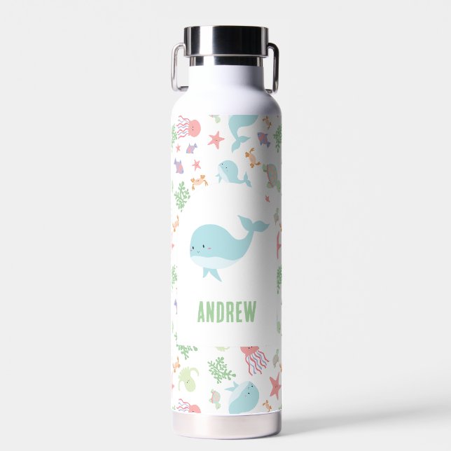 Personalisierte Ozean-Tiere Süßer Wal Kinder Paste Trinkflasche (Vorne)