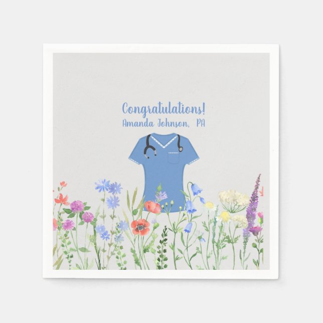 Personalisierte PA Arzt Assistenzärztin Blue Scrub Serviette (Vorderseite)