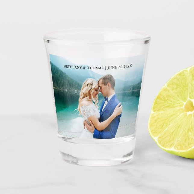 Personalisierte Paar-Foto-Hochzeit Schnapsglas (Vorderseite)