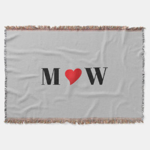 Personalisierte Paar-Initialen A Liebt B rotes Her Decke