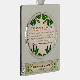 Personalisierte Paare 1. Hochzeitstag Banner-Ornament Silber