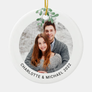 Personalisierte Paare Foto Botanisch Keramik Ornament