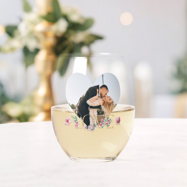 Personalisierte Paare Foto LIEBE Hochzeit Weinglas Ohne Stiel (Insitu (Hochzeit))