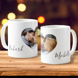 Personalisierte Paare Foto Name Valentinstag Kaffeetasse