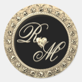 Personalisierte Paare Monogram Gold Siegel Runder Aufkleber