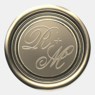 Personalisierte Paare Monogram Gold Wax Runder Aufkleber