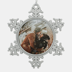 Personalisierte Paare Schneeflocken Gerahmt Zinn-Ornament