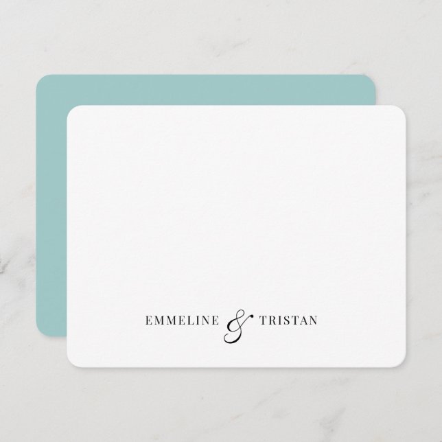 Personalisierte Paare Stationery Light Blue Green Mitteilungskarte (Vorne/Hinten)