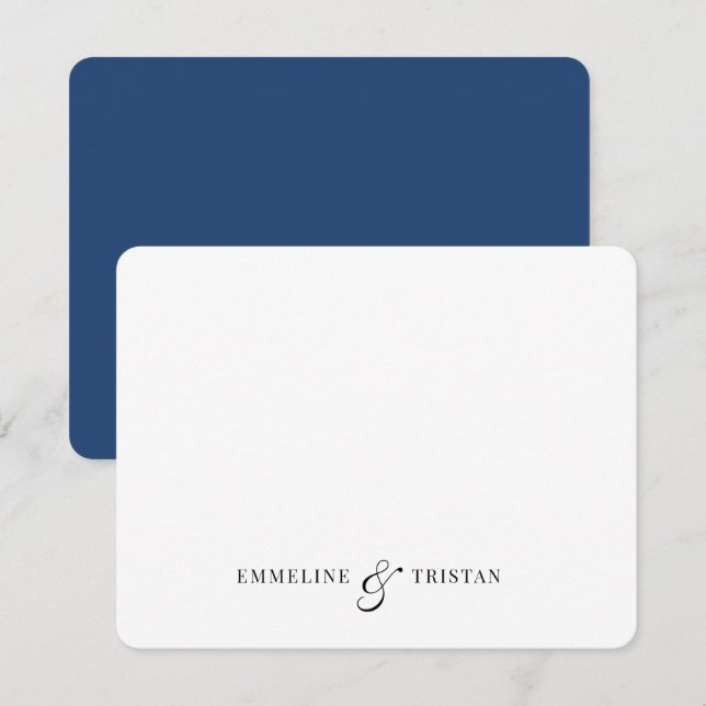 Personalisierte Paare Stationery Navy Blue Mitteilungskarte (Vorne/Hinten)