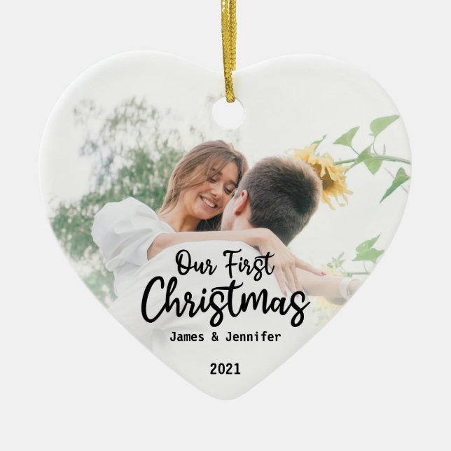 Personalisierte Paare Unsere ersten Weihnachten Keramik Ornament (Vorne)