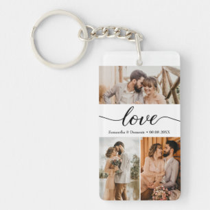 Personalisierte Paarfoto- und Text-Collage Liebe Schlüsselanhänger