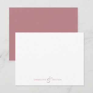 Personalisierte Paarpapeterie Dusty Rose Mitteilungskarte