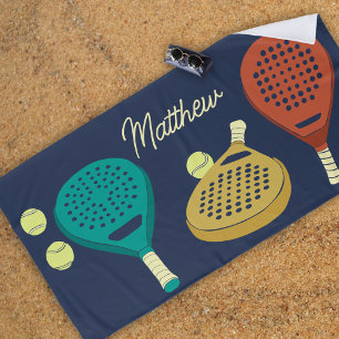 Personalisierte Padel-Tennis-Schläger und -Bälle Strandtuch