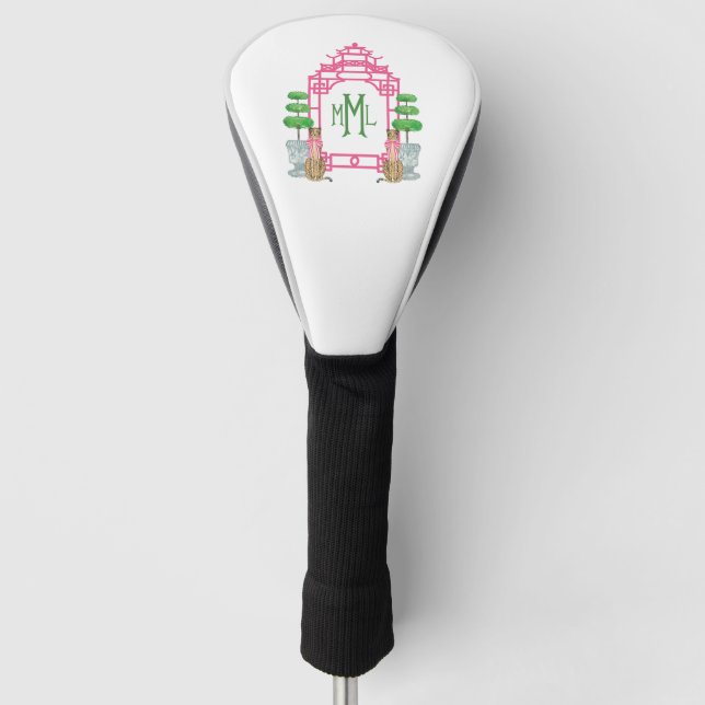 Personalisierte Pagoden-Monogramm-Golfkopfabdeckun Golf Headcover (Vorderseite)