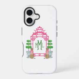 Personalisierte Pagoden-Monogramm-iPhone-16-Hartsc iPhone 16 Hülle