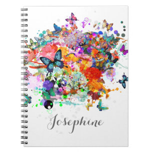 Personalisierte Paint splash Butterfliegen Pop Art Notizblock