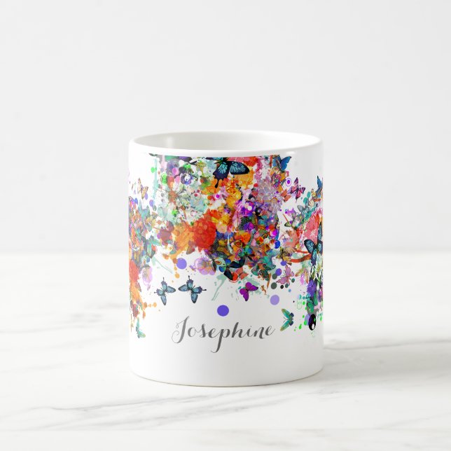 Personalisierte Paint splash Butterfliegen Pop Art Tasse (Mittel)