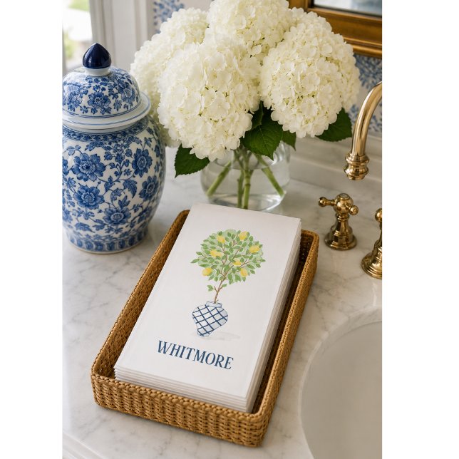 Personalisierte Palm Beach Zitronen-Topiary  Serviette (Display photo made with AI)