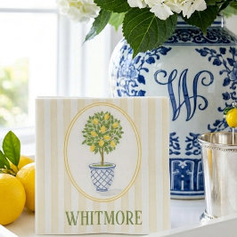 Personalisierte Palm Beach Zitronen-Topiary Serviette