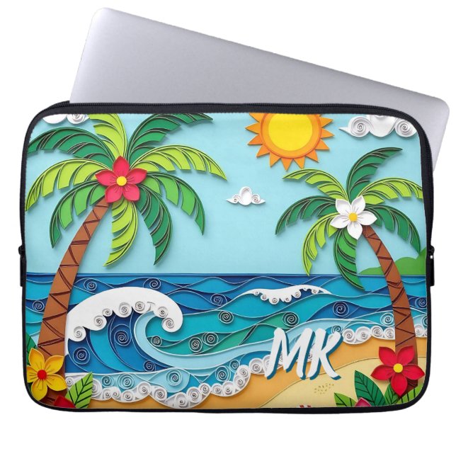 Personalisierte Palme am Strand Laptopschutzhülle (Vorderseite)