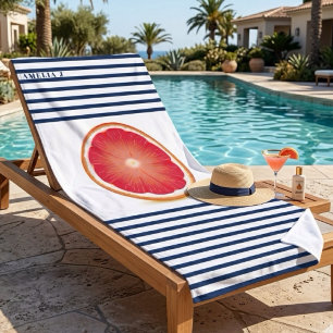 Personalisierte Pampelmusenscheibe Navy Blau Gestr Strandtuch
