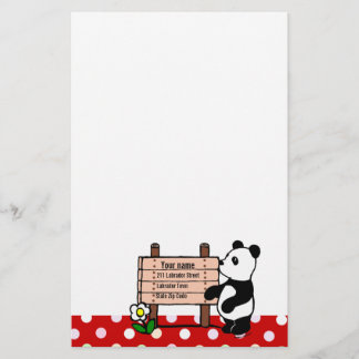 Personalisierte Panda-Cartoon-und Polka-Punkte Briefpapier