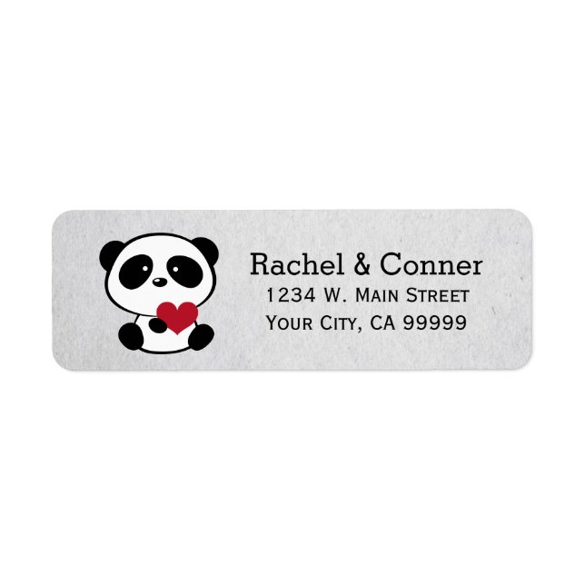 Personalisierte Panda Liebe Wedding Address Labels (Vorne)
