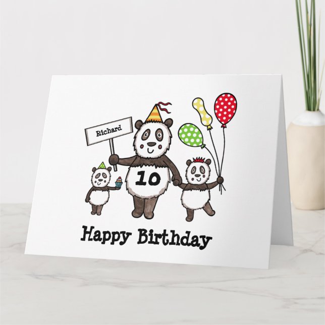 Personalisierte Panda Party Kid's Birthday Card Karte (Vorderseite)