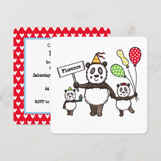 Personalisierte Panda Party Kid's Geburtstagseinla