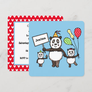 Personalisierte Panda Party Kid's Geburtstagseinla
