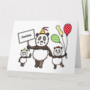 Personalisierte Panda-Party Kindergeburtstag Karte