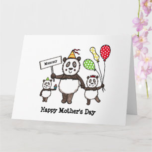 Personalisierte Panda Party Muttertagskarte Karte