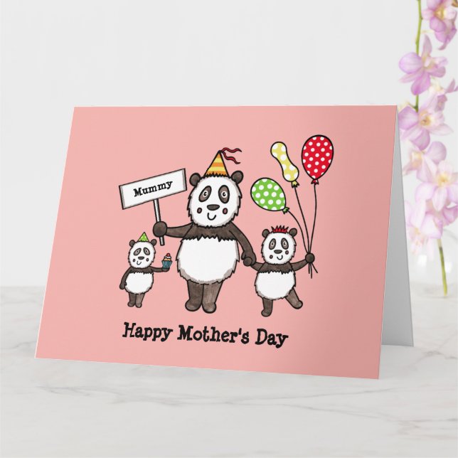 Personalisierte Panda Party Muttertagskarte Karte (Orchidee)
