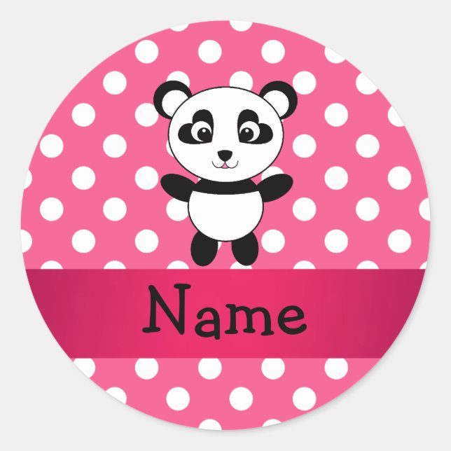 Personalisierte Panda-Pink-Pollenköpfe Runder Aufkleber (Vorderseite)
