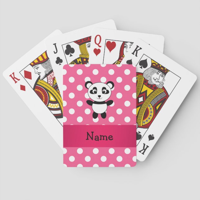 Personalisierte Panda-Pink-Pollenköpfe Spielkarten (Rückseite)