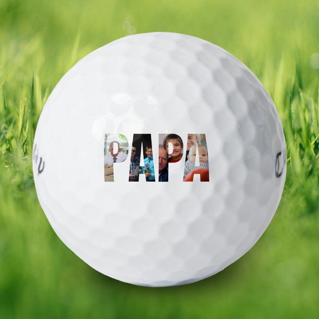 Personalisierte Papa-Fotocollage für den Vater Golfball (Personalized papa photo collage for father golf balls)