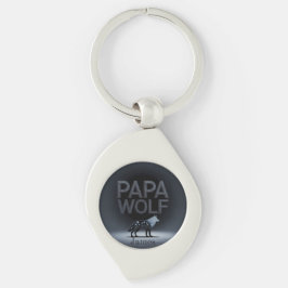 Personalisierte Papa-Wolf-Natur-Silhouette Schlüsselanhänger